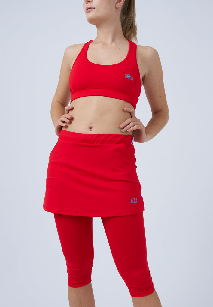 Mädchen & Damen und Gender 2-in-1 Tennisrock mit Leggings / Skapri, rot von SPORTKIND