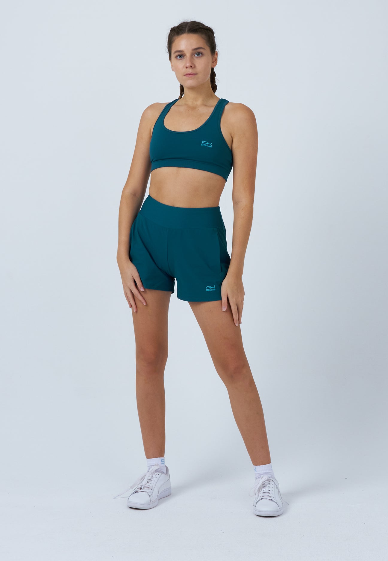 Mädchen & Damen und Gender Advantage Tennis Shorts mit Ballhalter, petrol grün von SPORTKIND