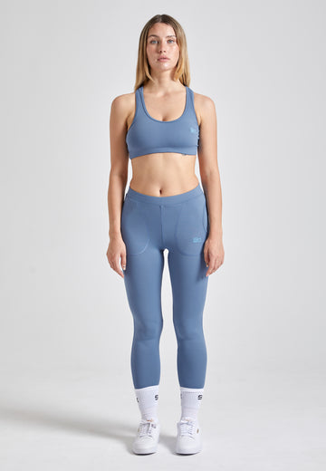 Mädchen & Damen Tennis Leggings mit Taschen lang, grau blau von SPORTKIND