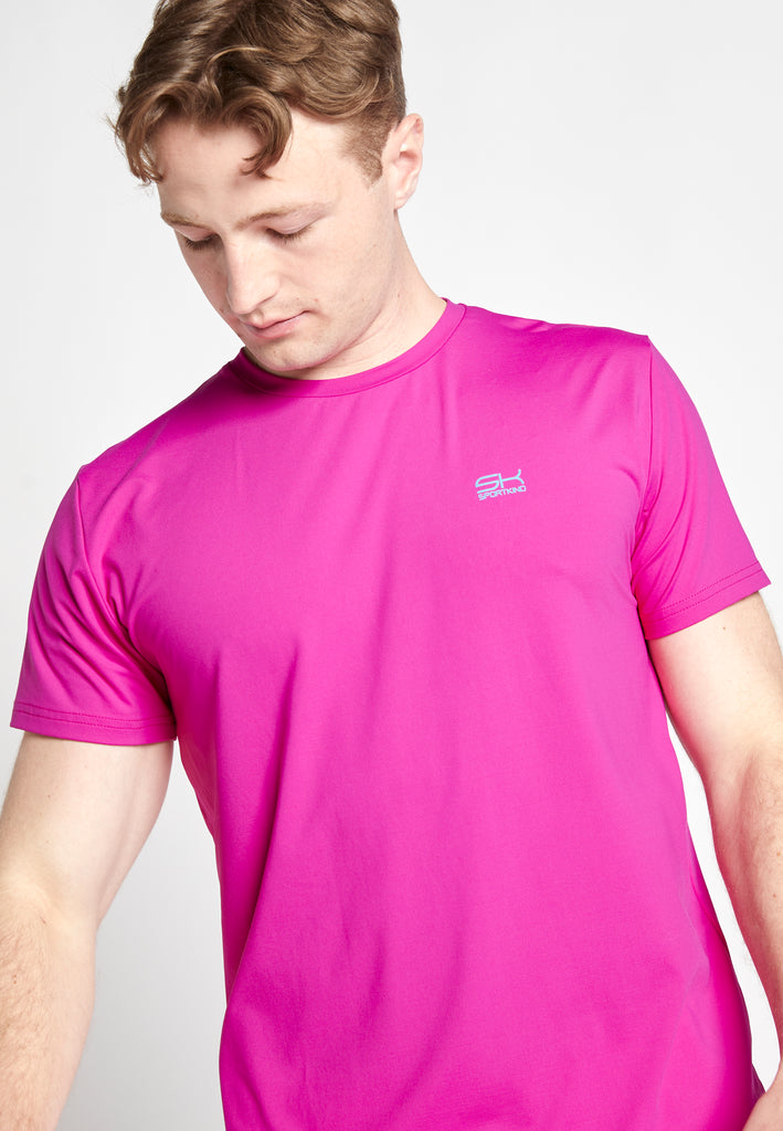 Jungen & Herren Tennis T-Shirt Rundhals, berry pink von SPORTKIND
