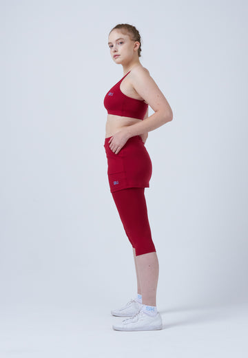 Mädchen & Damen und Gender 2-in-1 Tennisrock mit Leggings / Skapri, bordeaux rot von SPORTKIND