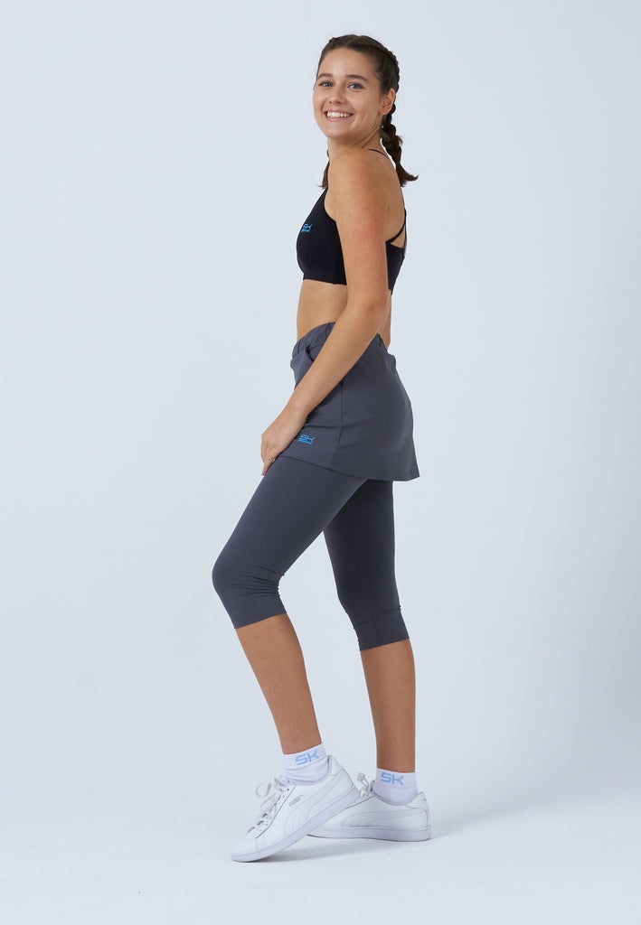 Mädchen & Damen und Gender 2-in-1 Tennisrock mit Leggings / Skapri, grau von SPORTKIND