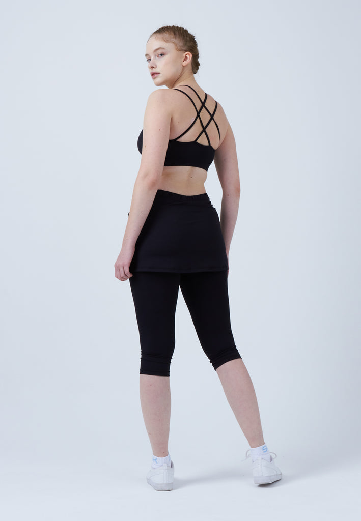 Mädchen & Damen und Gender 2-in-1 Tennisrock mit Leggings / Skapri, schwarz von SPORTKIND