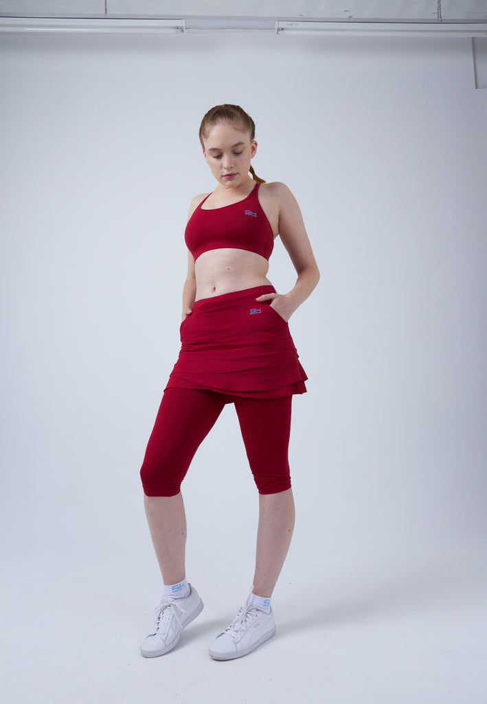 Mädchen & Damen und Gender 2-in-1 Tulip Tennisrock mit Leggings / Skapri, bordeaux rot von SPORTKIND