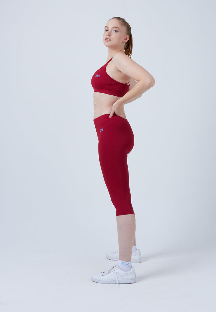 Mädchen & Damen und Gender 3/4 Sport Leggings, bordeaux rot von SPORTKIND