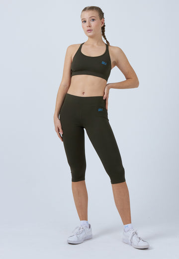 Mädchen & Damen und Gender 3/4 Sport Leggings, khaki von SPORTKIND