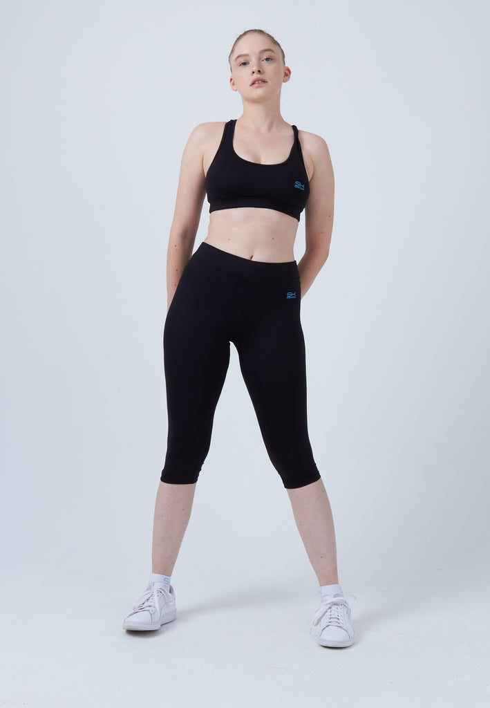 Mädchen & Damen und Gender 3/4 Sport Leggings, schwarz von SPORTKIND