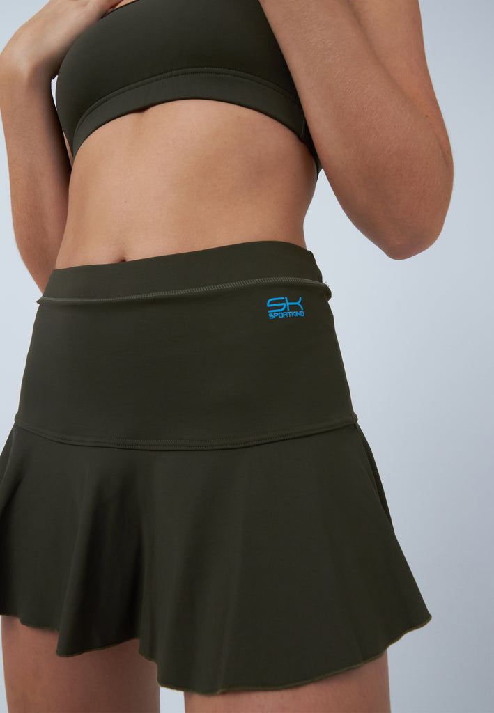 Mädchen & Damen und Gender Glockiger Tennisrock / Skort, khaki von SPORTKIND