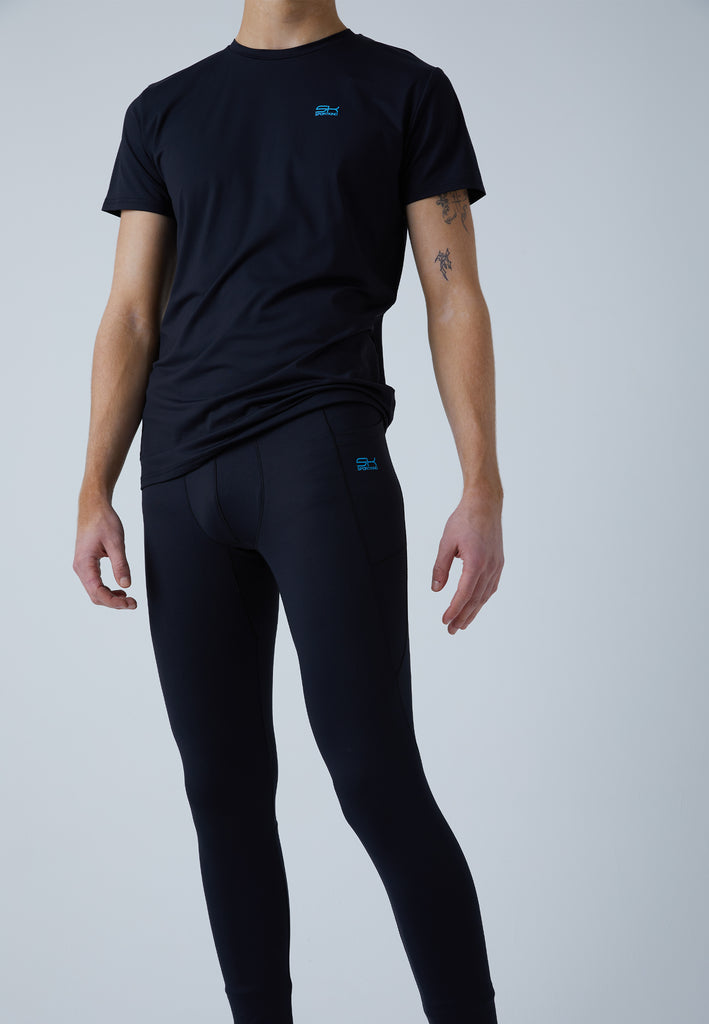 Jungen & Herren und Gender Lauftights mit Taschen, lang, schwarz von SPORTKIND