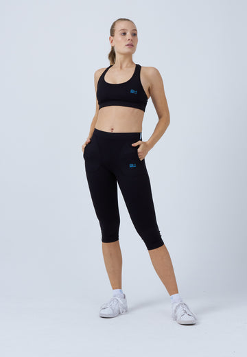 Mädchen & Damen und Gender Tennis 3/4-Leggings mit Taschen, schwarz von SPORTKIND