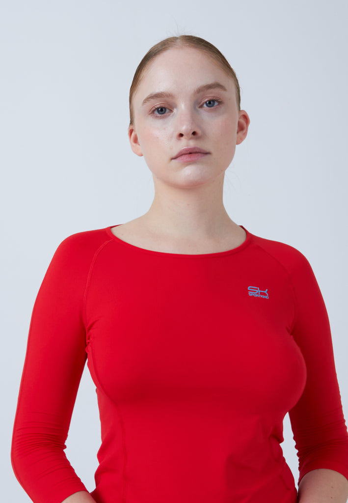 Mädchen & Damen und Gender Tennis 3/4-Longsleeve Shirt, rot von SPORTKIND