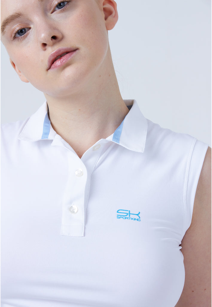 Mädchen & Damen und Gender Tennis ärmelloses Poloshirt, weiß von SPORTKIND