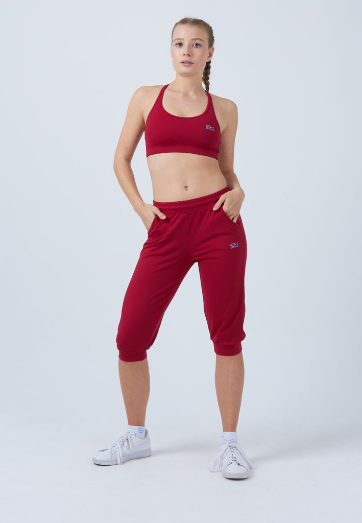 Mädchen & Damen und Gender Tennis Caprihose mit Taschen, bordeaux rot von SPORTKIND