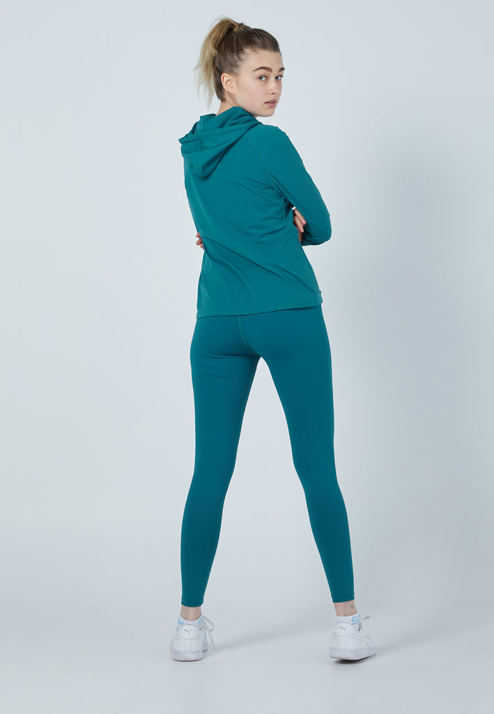 Mädchen & Damen und Gender Tennis Joggingjacke mit Kapuze, petrol grün von SPORTKIND