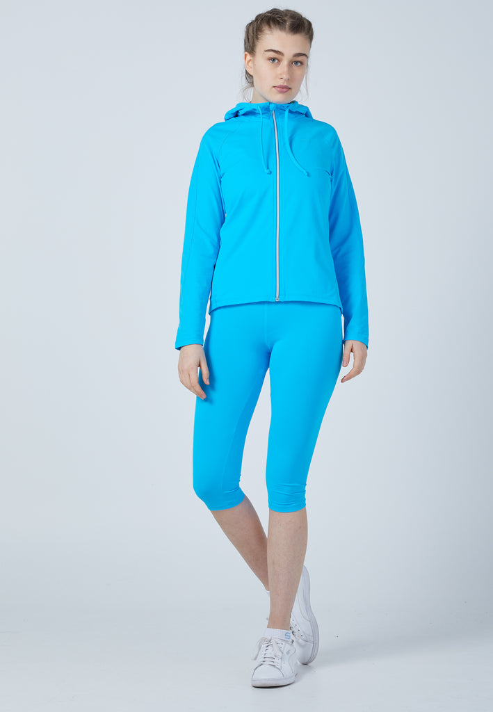 Mädchen & Damen und Gender Tennis Joggingjacke mit Kapuze, türkis von SPORTKIND