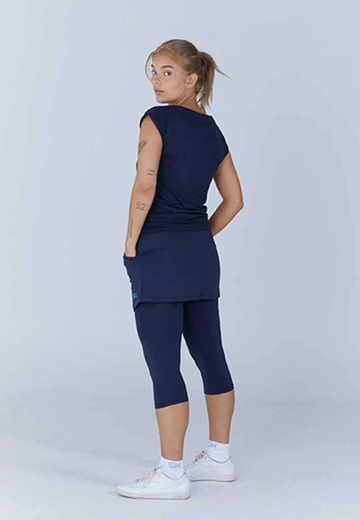 Mädchen & Damen Tennis Loose Fit Shirt V-Neck, navy blau von SPORTKIND