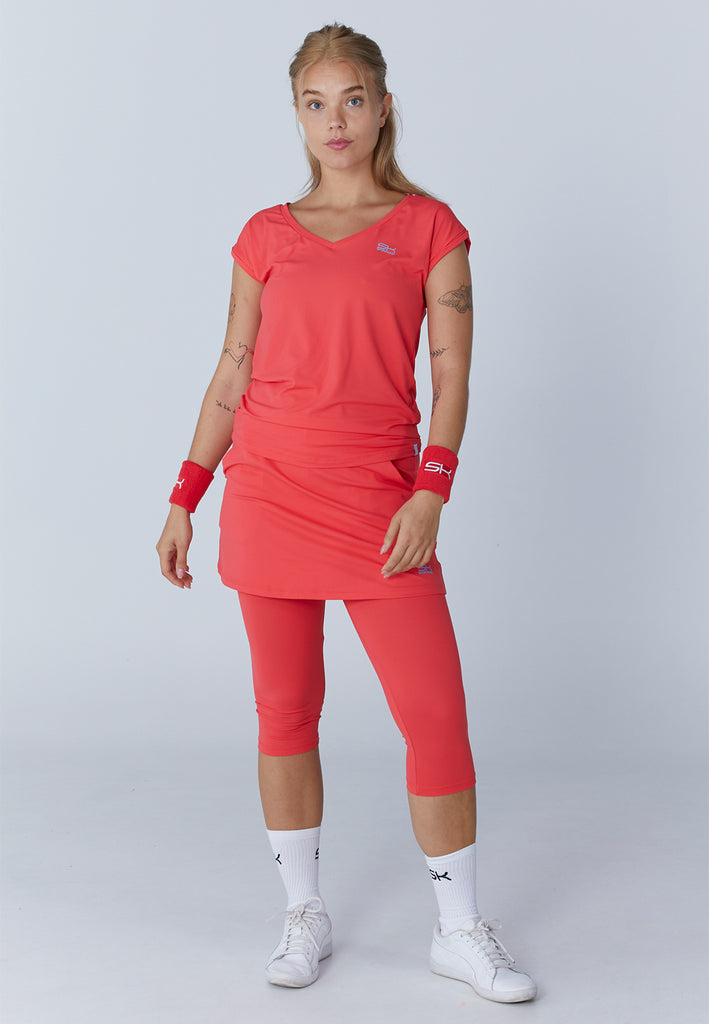 Mädchen & Damen Tennis Loose Fit Shirt V-Neck, pfirsich von SPORTKIND