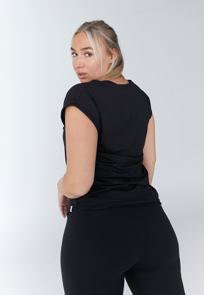 Mädchen & Damen und Gender Tennis Loose Fit Shirt V-Neck, schwarz von SPORTKIND