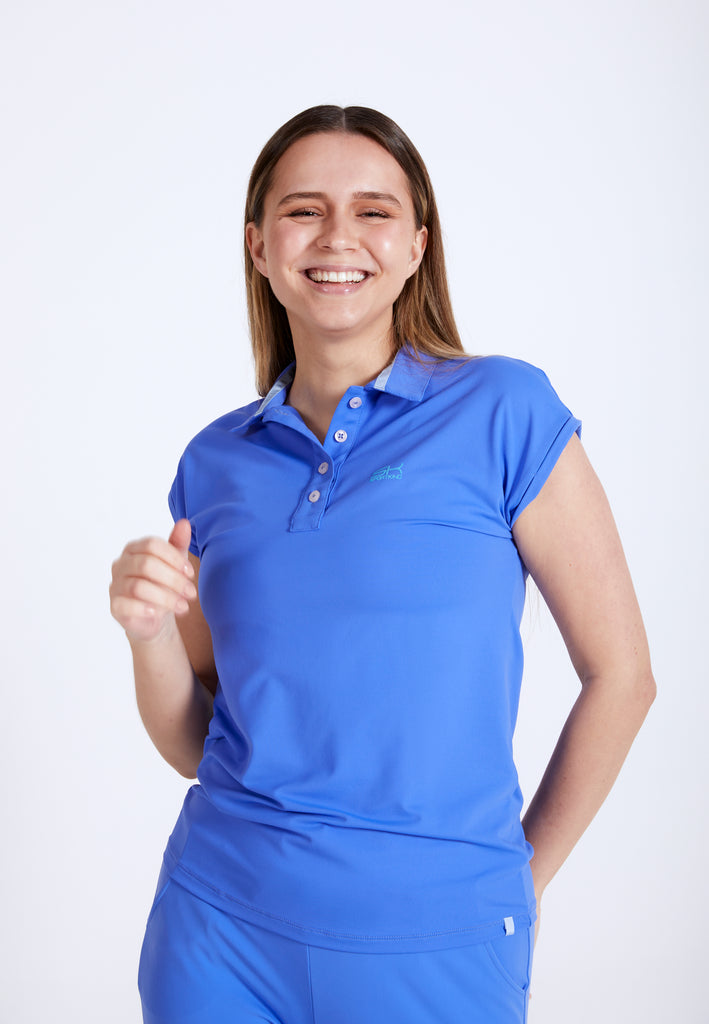 Mädchen & Damen Tennis Polo Shirt Loose-Fit, kornblumen blau von SPORTKIND