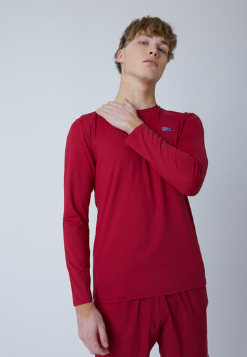 Jungen & Herren und Gender Tennis Rundhals Longsleeve Shirt, bordeaux rot von SPORTKIND