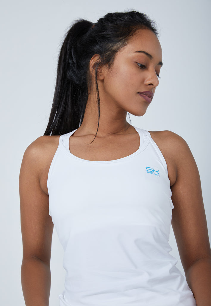 Mädchen & Damen und Gender Tennis Spaghetti Tanktop, weiß von SPORTKIND