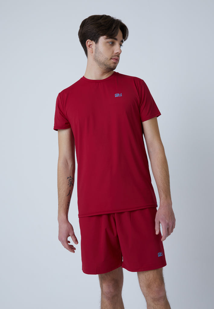 Jungen & Herren und Gender Tennis T-Shirt Rundhals, bordeaux rot von SPORTKIND