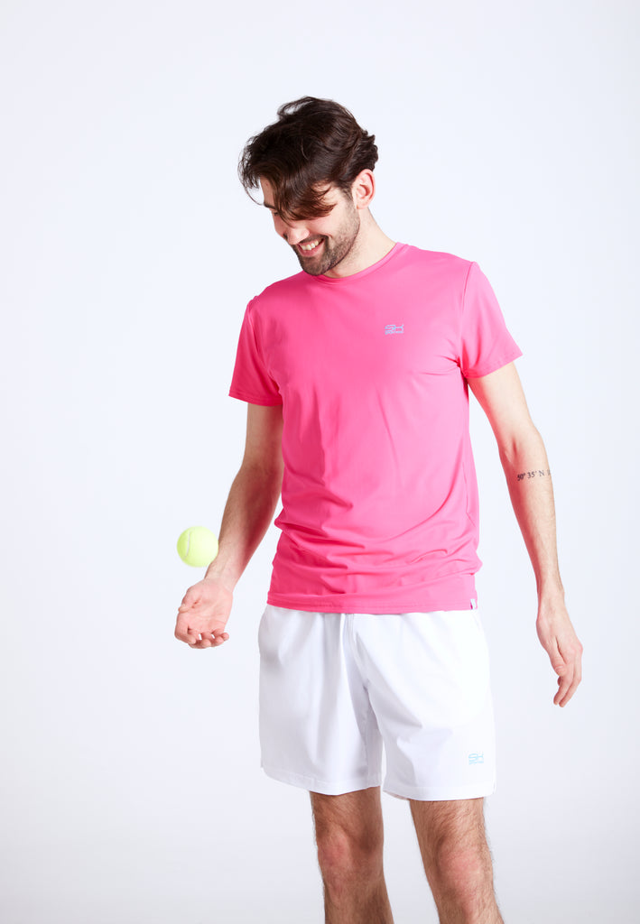 Jungen & Herren Tennis T-Shirt Rundhals, hibiscus pink von SPORTKIND