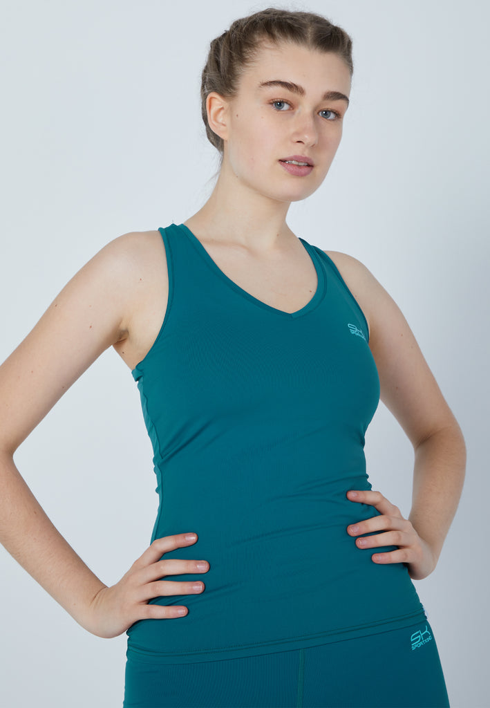 Mädchen & Damen und Gender Tennis Tanktop V-Neck, petrol grün von SPORTKIND