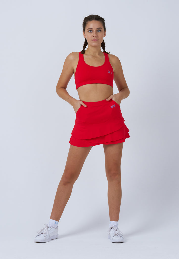 Mädchen & Damen und Gender Tulip Tennisrock / Skort mit Taschen, rot von SPORTKIND